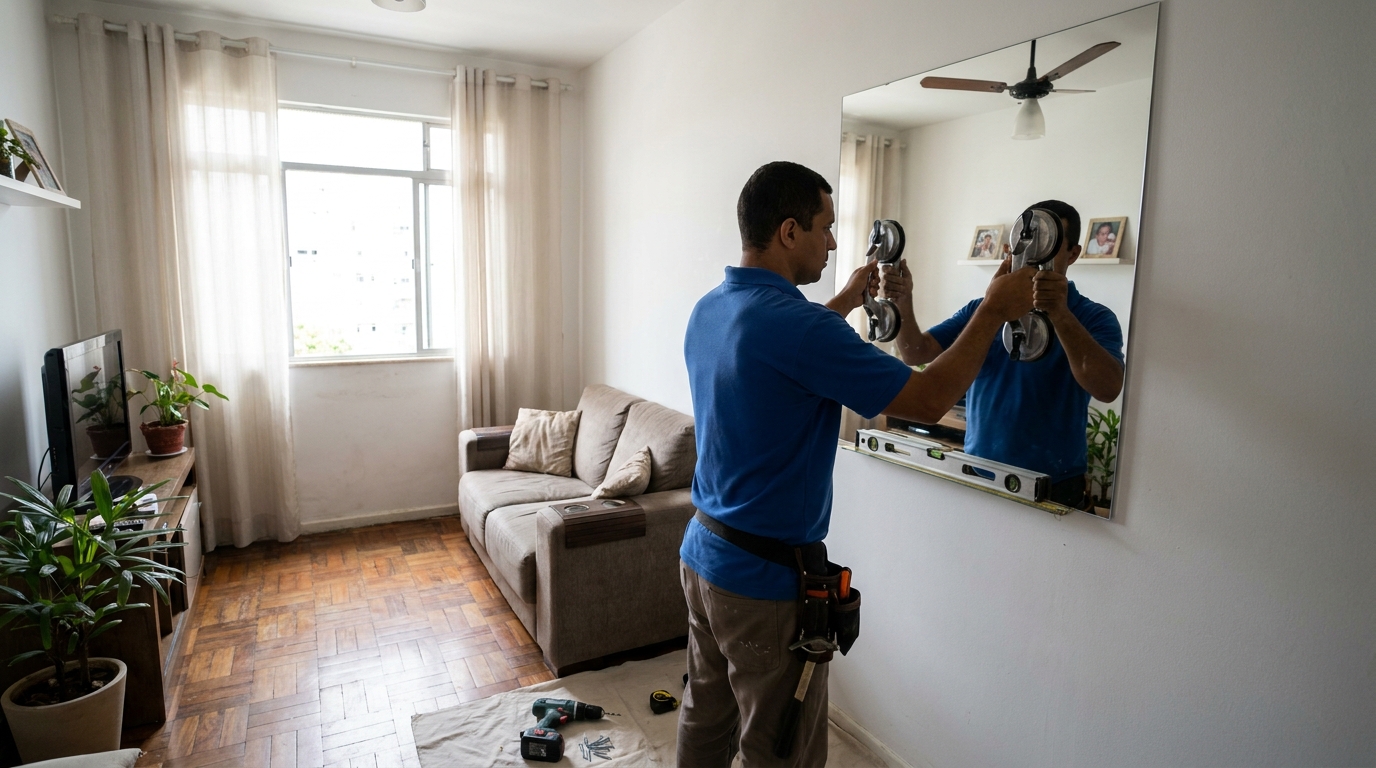 Espelho sob medida com parquet em Itaquaquecetuba-SP